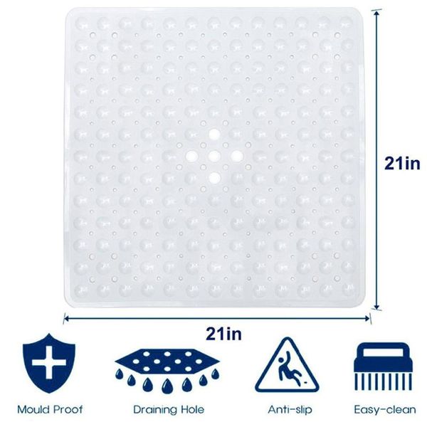 

cushion/decorative pillow 54*54cm quick drain shower mat anti-slip bath carpet for bathroom non slip square stall machine washable suction c