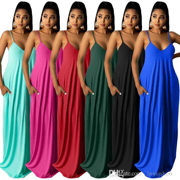 2022 Sommer Damen Maxi bodenlanges Kleid Einteilige Kleider S-3XL Ärmellose Gallus-Kleidung Hochwertige schlanke elegante Luxus-Clubwear