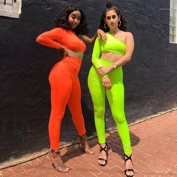 

yoga outfits one shoulder women's suit sportswear fitness sport for women gym running set 2 piece tracksuits leggings sets1, White;red