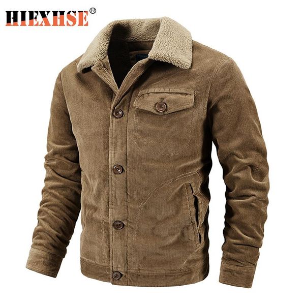 

winter jacket men parka coat corduroy cotton jackets thick warm sherpa coats 2020 brand new fashion casual fleece men's parkas, Black;brown