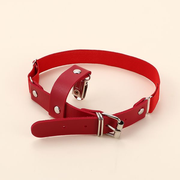 

female women harajuku elasticity faux leather harness tight suspender punk strap leg ring garter belts bondage belt, Black;white