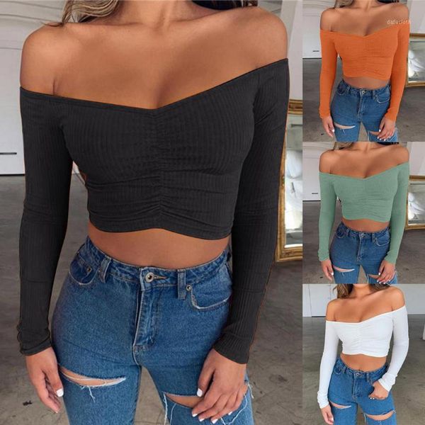 

womail fashion women s blouses shirt 2019 cold shoulder strapless slash neck women's shirts casual female long sleeve blouse1, White