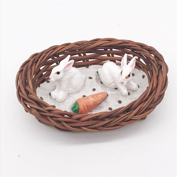 

1: 12 dollhouse dollhouse accessories two little rabbits pocket rabbit nest setting props handmade design crsm