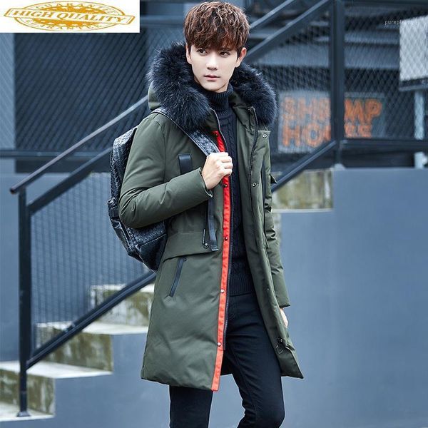 

big fur collar winter down jacket men long thick korean coat men's winter jackets parka casaco masculino inverno kj5021, Black