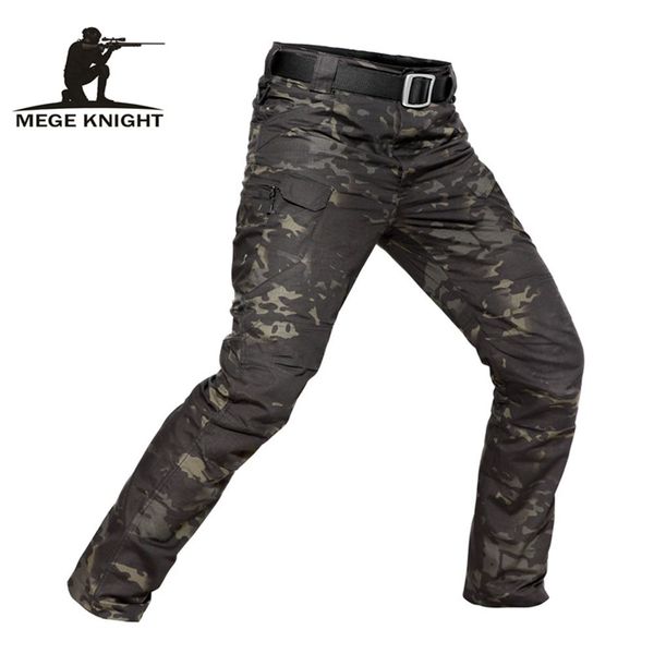 

mege brand tactical camouflage military casual combat cargo pants water repellent ripsmen's 5xl trousers spring autumn 201106, Black