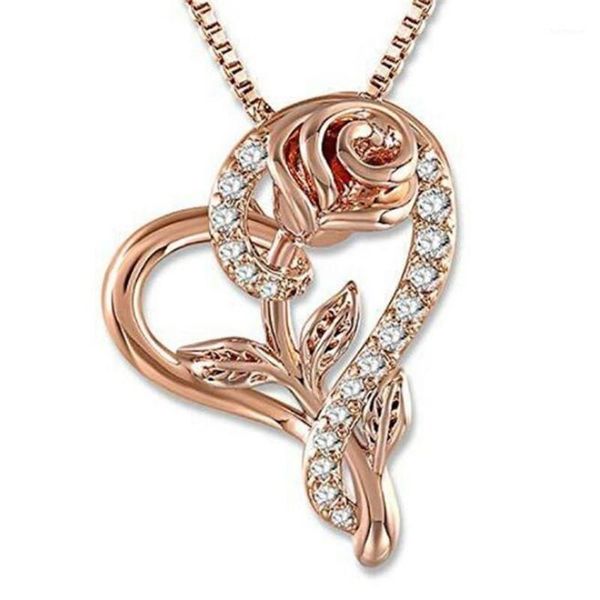 

fashion luxury romantic love rose zircon necklace women elegant temperament banquet accessories valentine's day gifts wholesale1, Silver