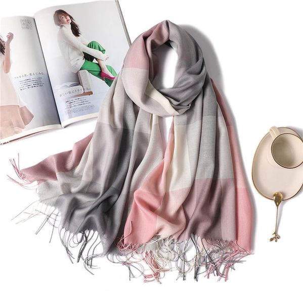 

новые зимние шарфы для женских модных планок платок и обертки tassels длинный хиджаб высокое качество follard echarpe femme pashmina jlliij, Blue;gray