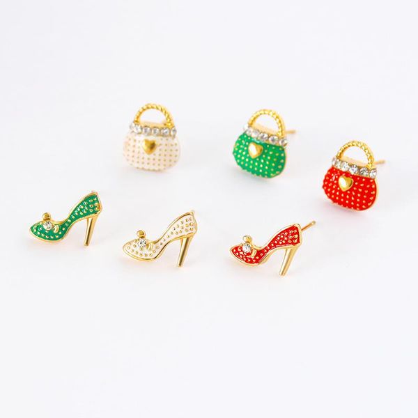 

stud fashion high heels asymmetrical earrings cute betty boop korean wholesale jewelry, Golden;silver