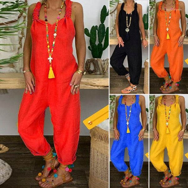 

fashion casual summer women bib cargo loose harem solid jumpsuit romper plus size1, Black;white