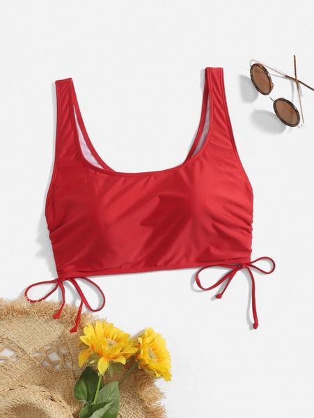 

plus drawstring side bikini 20wd#, Black