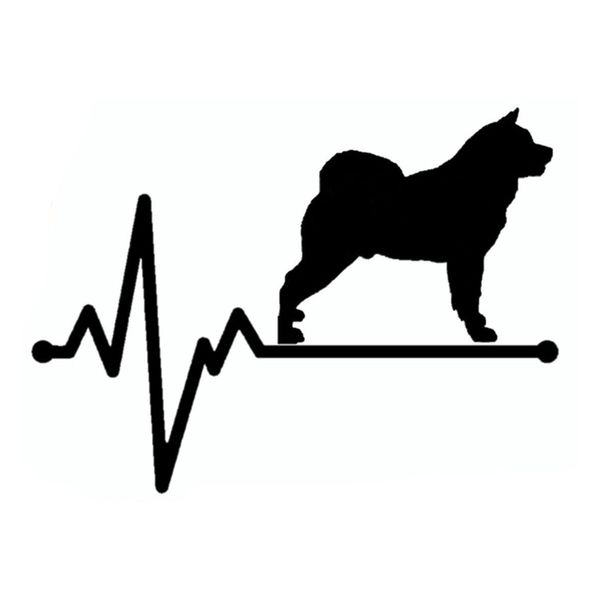 

14.5cm*10.6cm akita lifeline dog heartbeat vinyl black/silver car sticker c22-1143