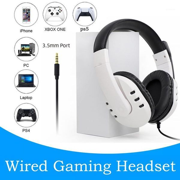 

gaming headset with microphoe 3.5mm head-mounted adjustable bass stereo headphones for sony playstation 5 ps4 ns-switch pc1