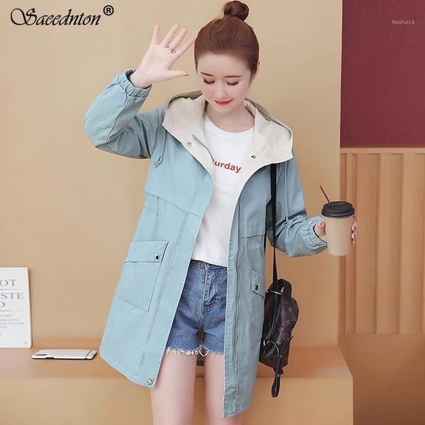

trench coat for women 2020 new spring clothes women's autumn outerwear casual long sleeve hooded windproof female windbreaker1, Tan;black