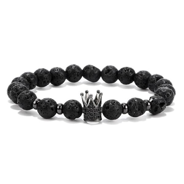 

volcanic stone shop cz king thailand and crown helmet charm man or woman bracelet, Silver