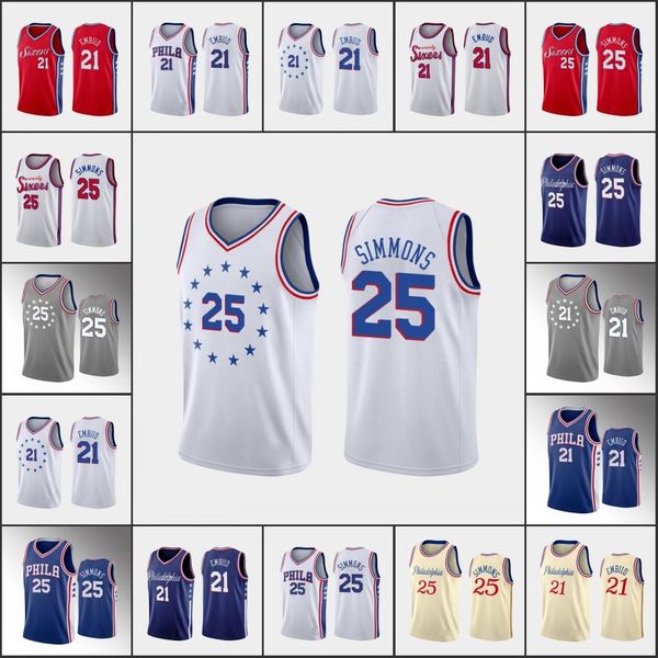 

men basketball joel embiid jerseys ben simmons al horford tobias harris edition earned city breathable blue red white excellent quality, Black;red