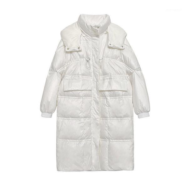 

women's down & parkas mid-length over-the-knee hooded jacket female glossy plus size thickened 90% white duck solid color women1, Black