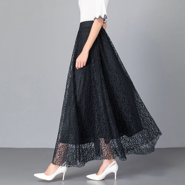 

new fashion 2021 ankle-length rentals elegant women's elastic mesh the line feminine lining plus size thin skirt 21kl, Black