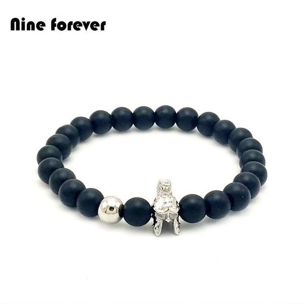 

nine forever beads bracelet men jewelry natural onyx stone roman warrior helmet charm bracelets & bangles pulseira masculina, Golden;silver