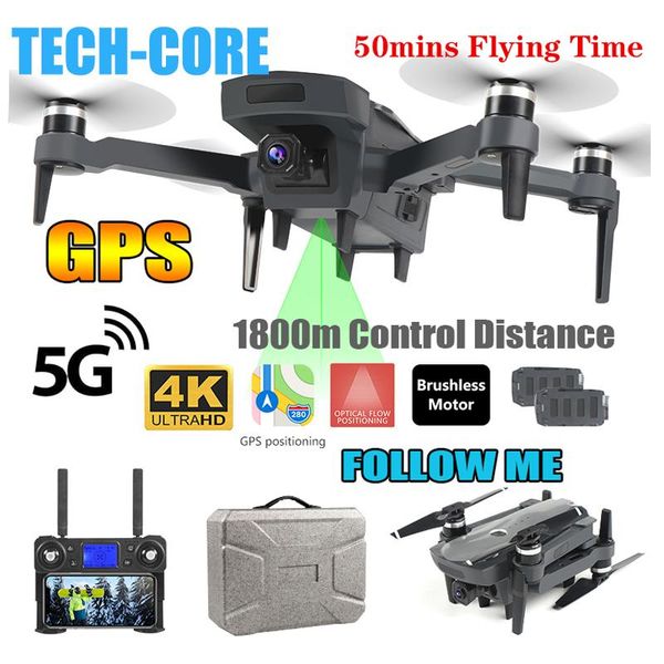 

tech-core 2021 5g drone k20 brushless motor equipped with gps and 4k hd dual camera quadcopter 1800m r/c distance follow me