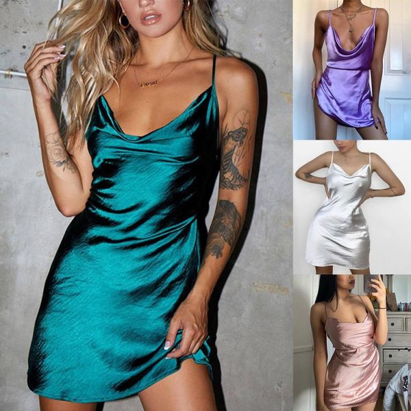 

2021 fashion women dress solid color suspender open back dress summer fashion v-neck party femme vestido de mujer, Black;gray
