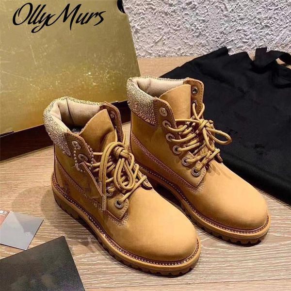 

boots 2021 women comfortable round toe crystal rivet lace up genuine leather fashion boots1, Black