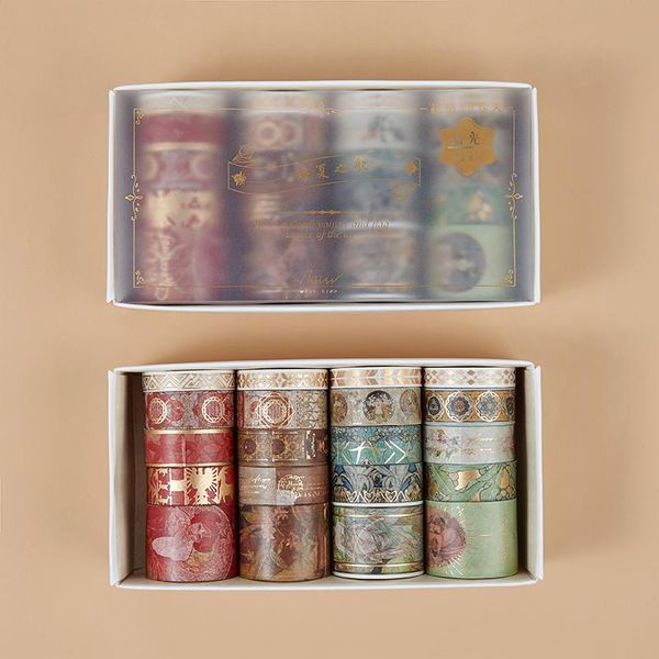 

20pcs box retro washi tape set bronzing tape paper gift sticker material japanese kawaii decorative masking tape office supplies wmteyd