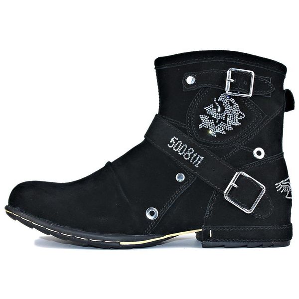 

2021 spring part genuine leather men ankle male boots l16e, Black