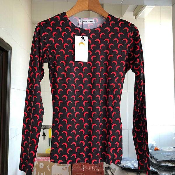 

new marine serre bottoming t shirt women loog sleeve sell half moon tights tees marine serre girl t shirt11, White