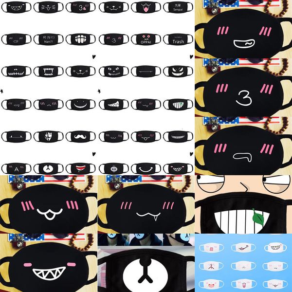 

in stock cotton dustproof anime cartoon kpop lucky bear woman men cute expression masks black mouth half muffle face mask 3 n5k4u
