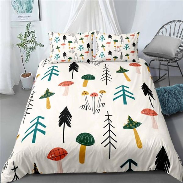

bedding sets mushroom set cartoon creative duvet cover  king twin full single double comfortable bed with pillowcases