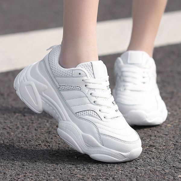 

ins autumn fashion women casual shoes leather platform shoes women sneakers ladies white trainers chaussure femme y200108, Black