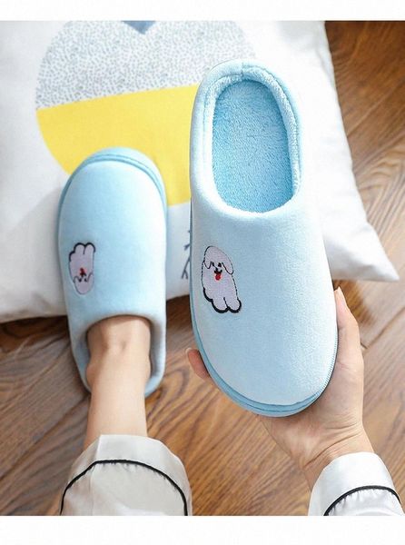 

home indoor slippers for men corduroy r designer short plush winter slippers men warm comfortable non-slip male #tc9f, Black