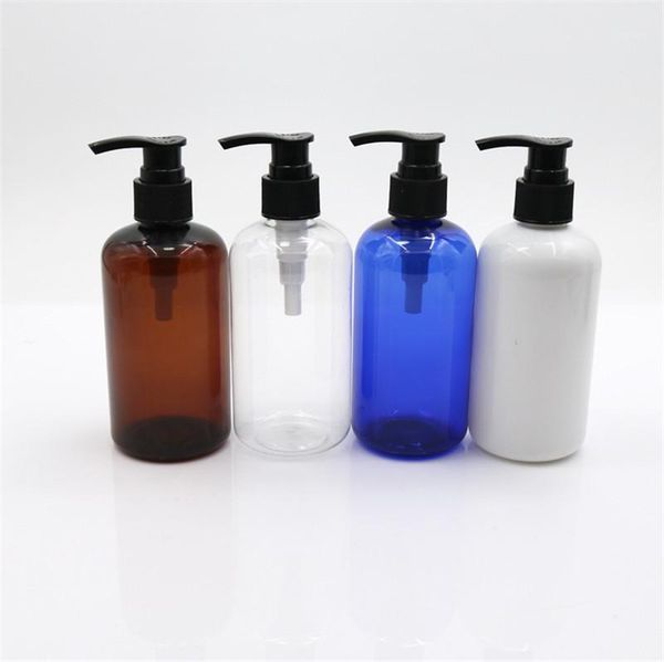 

empty hair blue white clear 150pcs 250ml amber pet plastic shampoo bottle with pump and aluminum cap1
