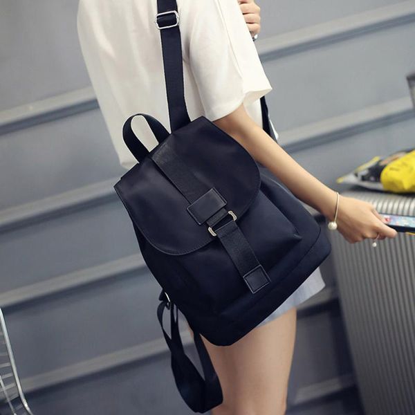 

black nylon backpacks student school travel large lapdrawstring bag sale-wt