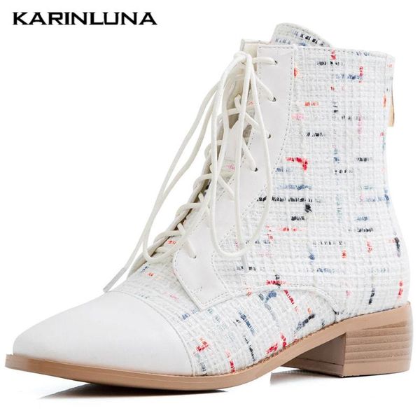 

boots karin 2021 small plus size 31-43 leisure fashion shoelaces woman shoes comfortable women female, Black