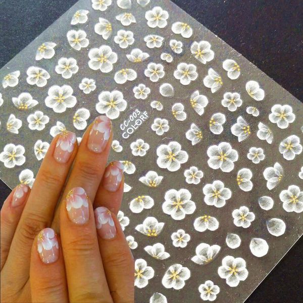 

stickers & decals est cc 1 2 3 faint yellow flower design 3d nail sticker decal stamping back gule diy decoration accessory, Black