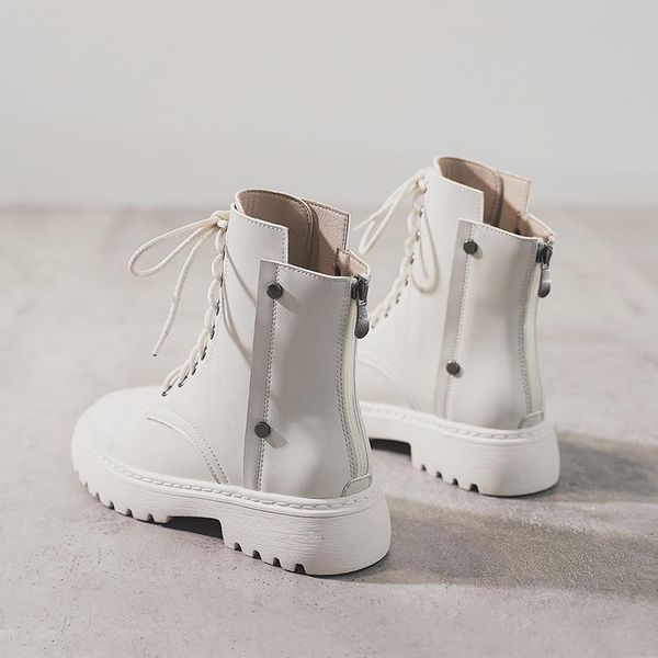 

fashion women boots 2020 new winter autumn casual microfiber lace-up platform increase breathable ankle boots female riding boot, Black