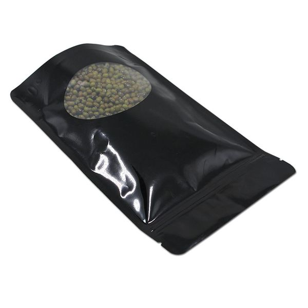 

50pcs stand up glossy black pure aluminum foil zip lock package bag with round clear window for food snack storage mylar h bbyuqp
