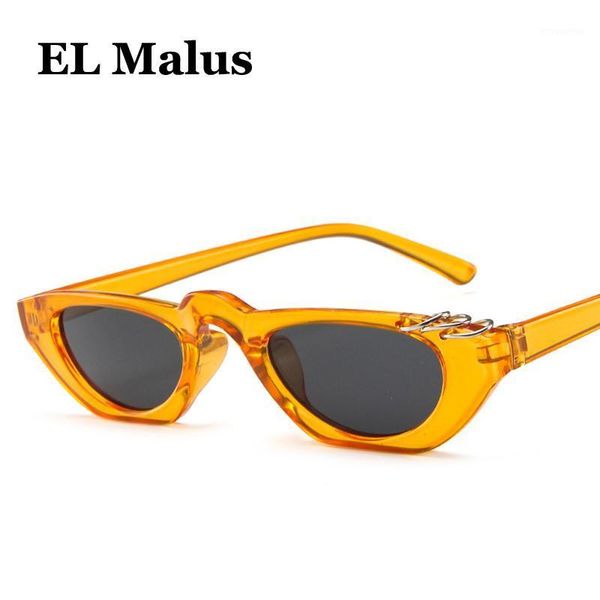 

[el malus]small frame cat eye sunglasses women mens brand designer red lens olive green shades ladies sun glasses oculos1, White;black