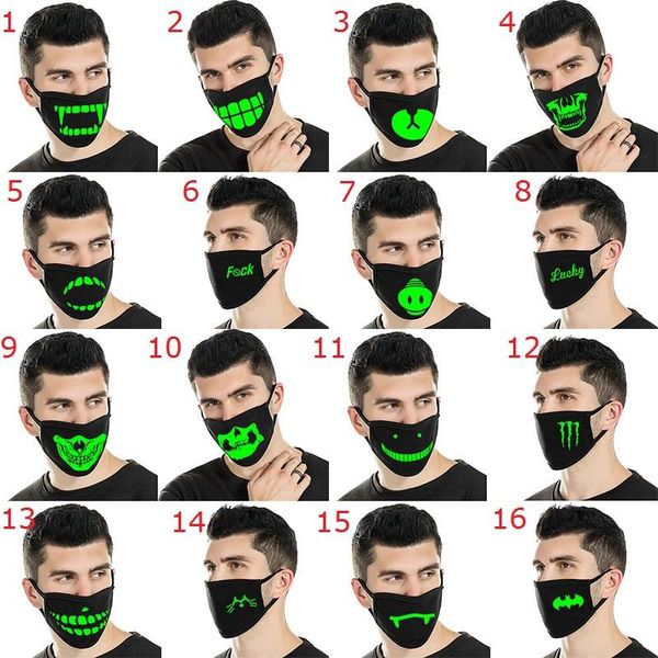 

cartoon black mouth mask halloween dust face mouth cosplay anti luminous skull face mask in for glow muffle dark htevp
