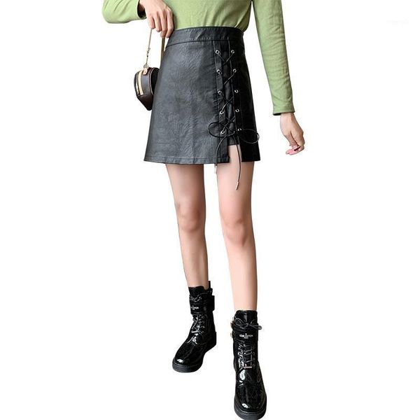 

leather 2020 new bag hip short female autumn and winter a-line is thin high waist ins skirt1, Black