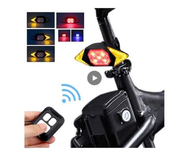 

smart bike turning signal cycling taillight intelligent usb bicycle rechargeable rear light remote control led warning lamp