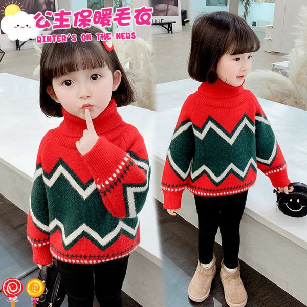

plush turtleneck sweater thickened amp; girls' 2020 new foreign sle autumn & winter baby's knitted pullover yqwx, Blue