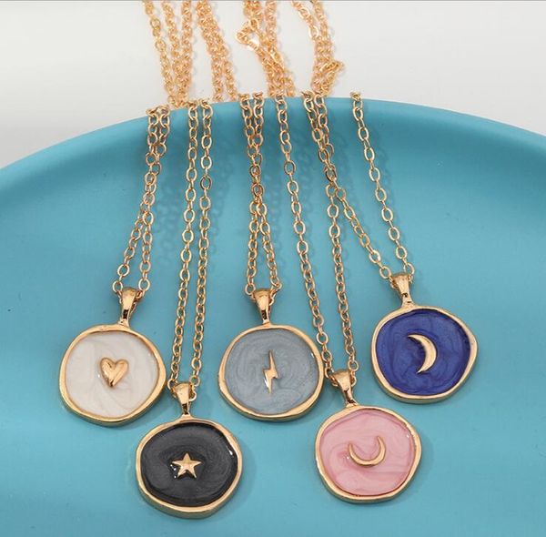 

exquisite fashion alloy drop oil star moon necklace ladies pendant necklace gd1009, Silver