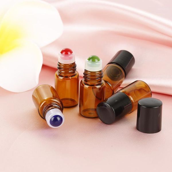 

10pcs perfume bottle roller ball vials glass cosmetic container essential oil glass travel gradient color roll on bottle sample1