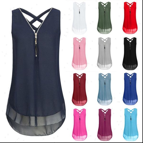 

blouse women sell style v neck sleeveless vest zipper cross belt loose snow spins garment shirt vestidos dresses yff6168, White