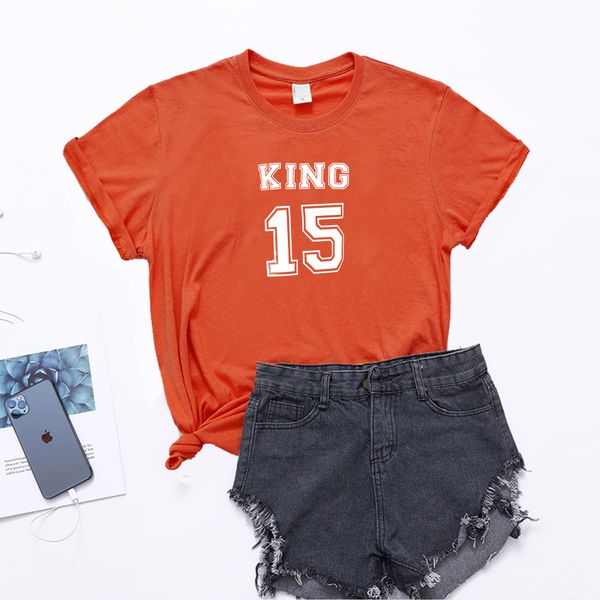 

lh20270 new king 15 digital personality multicolor printing casual and comfortable all-match trend round neck short sleeve t-shirt women, White