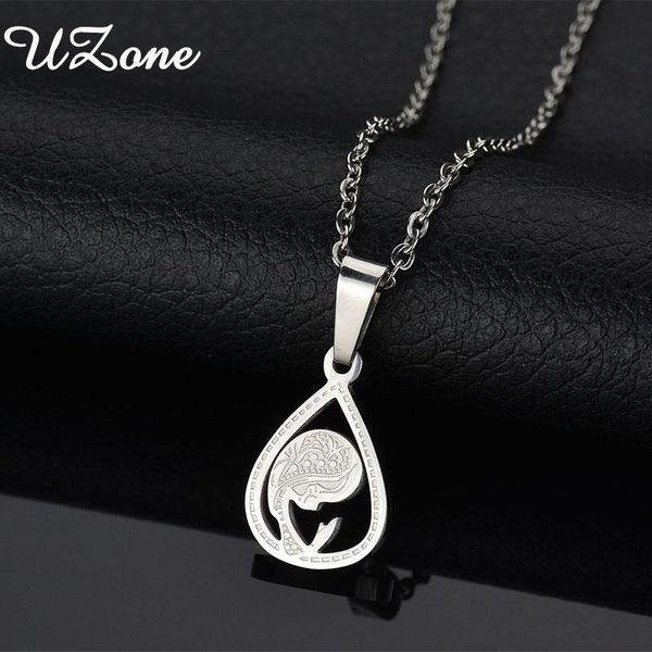 

pendant necklaces uzone fashions heart-shaped beauty head brand for women pty jewelry christmas gift, Silver