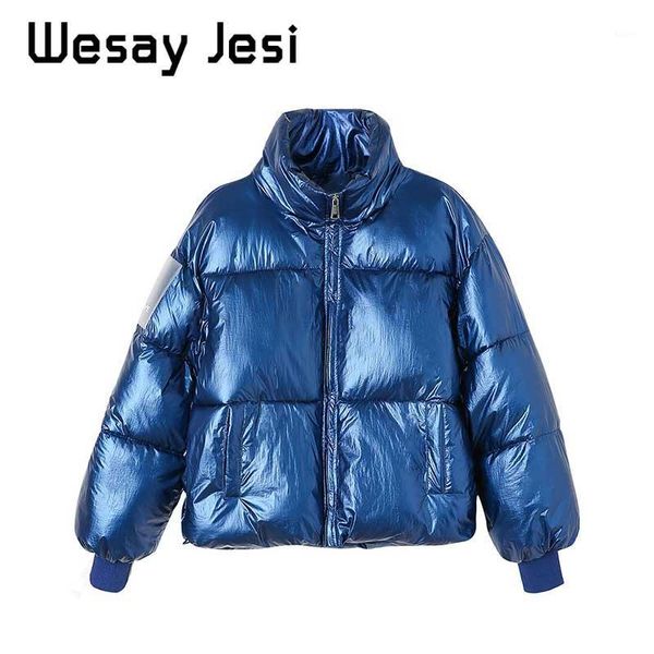 

women parka coats autumn casual shiny women's jacket outwear winter thick jackets girl warm loose fashion glossy short coats1, Black