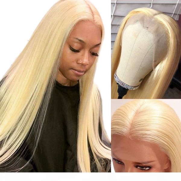 

10"-26" full lace human hair wigs for black women 613 blonde remy long brazilian straight pre plucked glueless full lace wig with